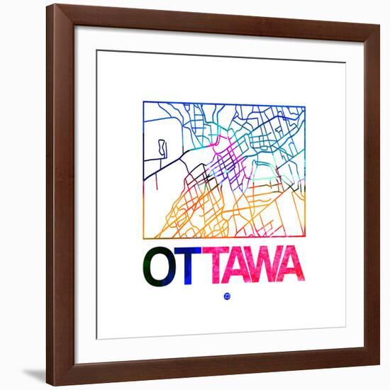 Ottawa Watercolor Street Map-NaxArt-Framed Art Print