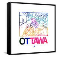 Ottawa Watercolor Street Map-NaxArt-Framed Stretched Canvas