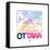 Ottawa Watercolor Street Map-NaxArt-Framed Stretched Canvas