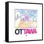 Ottawa Watercolor Street Map-NaxArt-Framed Stretched Canvas