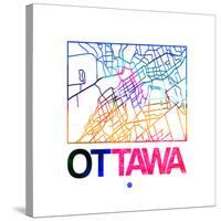 Ottawa Watercolor Street Map-NaxArt-Stretched Canvas