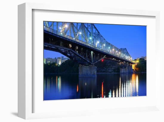 Ottawa with illuminated Bridge-null-Framed Art Print