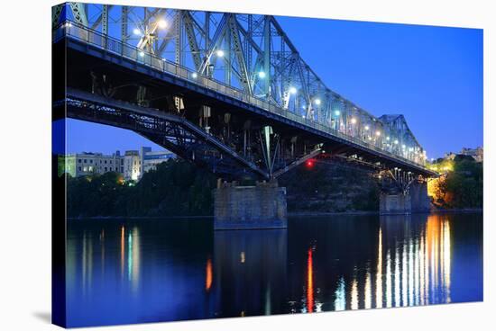 Ottawa with illuminated Bridge-null-Stretched Canvas
