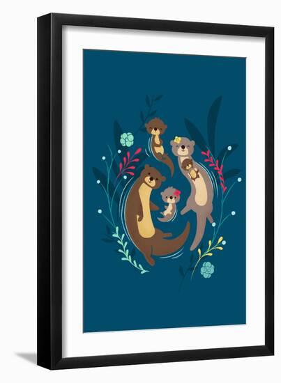 Otter Family-Jay Fleck-Framed Art Print