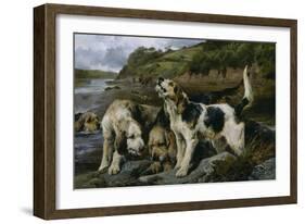 Otter Hunting, or on the Scent , 1881 (Oil on Canvas)-John Sargent Noble-Framed Giclee Print