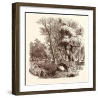 Otter Hunting, Wildlife, River-null-Framed Giclee Print