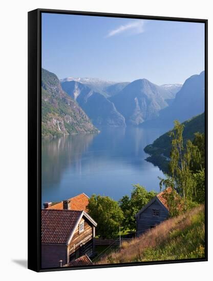 Otternes Mountain Village, Nr Flam, Aurlandsfjord, Norway-Peter Adams-Framed Stretched Canvas