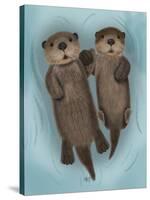 Otters Holding Hands-Fab Funky-Stretched Canvas