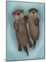 Otters Holding Hands-Fab Funky-Mounted Art Print