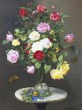 A Bouquet of Roses in a Glass Vase by Wild Flowers on a Marble Table-Otto Didrik Ottesen-Stretched Canvas