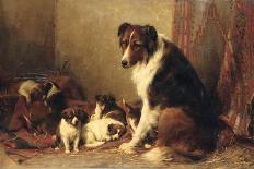 A Collie with Her Puppies (Oil on Canvas)-Otto Eerelman-Giclee Print