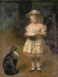 Blondes Maedchen Mit Katze-Otto Grashof-Stretched Canvas