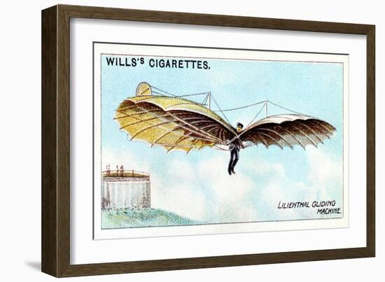 Otto Lilienthal, German Gliding Pioneer and Aeronautical Inventor, Flying One of His Gliders-null-Framed Giclee Print