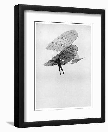 Otto Lilienthal Makes One of His Last Flights, 1896-null-Framed Premium Giclee Print