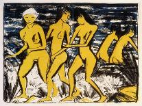 Five Yellow Nudes on the Water; Funf Gelbe Akte Am Wasser (Karsch 156A), 1921-Otto Muller or Mueller-Framed Giclee Print