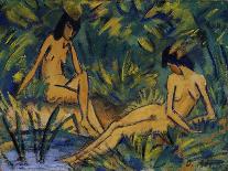 Girls in the Open Air (Pastel on Canvas)-Otto Muller or Mueller-Giclee Print
