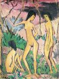 Girls in the Open Air (Pastel on Canvas)-Otto Muller or Mueller-Framed Giclee Print