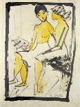 Five Yellow Nudes on the Water; Funf Gelbe Akte Am Wasser (Karsch 156A), 1921-Otto Muller or Mueller-Framed Giclee Print