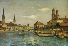 A View of Zurich with the River Limmat from the Quaibrucke Looking Towards the Fraumunstkirche,…-Otto Pilny-Framed Giclee Print