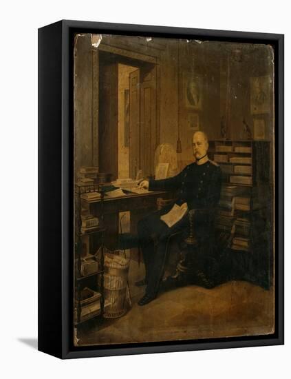 Otto Von Bismarck in His Study-German School-Framed Stretched Canvas