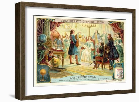 Otto Von Guericke's Experiment on Electrostatic Repulsion, Hamburg, 1672-null-Framed Giclee Print