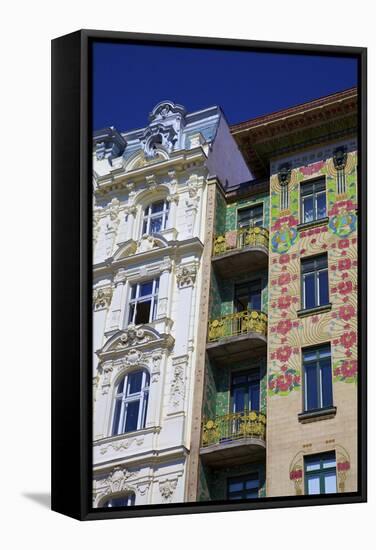 Otto Wagner's Art Nouveau Apartments, Majolica House, Vienna, Austria, Europe-Neil Farrin-Framed Stretched Canvas