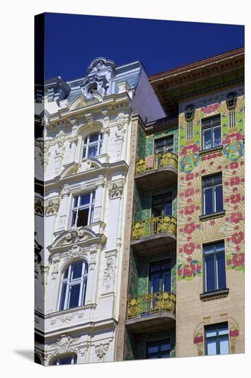 Otto Wagner's Art Nouveau Apartments, Majolica House, Vienna, Austria, Europe-Neil Farrin-Stretched Canvas