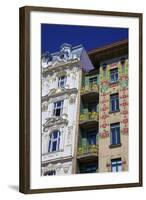 Otto Wagner's Art Nouveau Apartments, Majolica House, Vienna, Austria, Europe-Neil Farrin-Framed Photographic Print