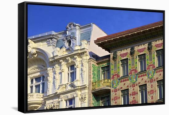 Otto Wagner's Art Nouveau Apartments, Majolica House, Vienna, Austria, Europe-Neil Farrin-Framed Stretched Canvas