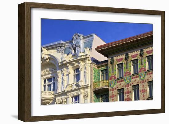 Otto Wagner's Art Nouveau Apartments, Majolica House, Vienna, Austria, Europe-Neil Farrin-Framed Photographic Print