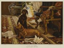 Three Dachshunds around a Chair in a Living Room-Otto Weber-Stretched Canvas