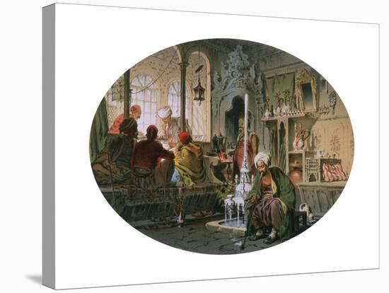 Ottoman Coffee House, 1858-Amadeo Preziosi-Stretched Canvas