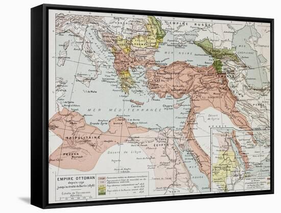 Ottoman Empire Historical Development Old Map (Between 1792 And 1878)-marzolino-Framed Stretched Canvas