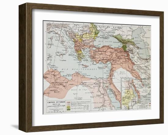 Ottoman Empire Historical Development Old Map (Between 1792 And 1878)-marzolino-Framed Art Print