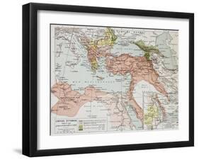 Ottoman Empire Historical Development Old Map (Between 1792 And 1878)-marzolino-Framed Art Print