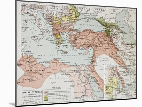 Ottoman Empire Historical Development Old Map (Between 1792 And 1878)-marzolino-Mounted Art Print