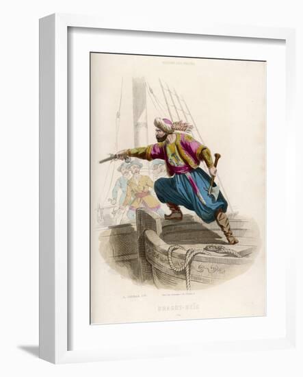 Ottoman Pirate Successor to Khayr-Ad-Din Fatally Wounded in an Unsuccessful Attack-A. Debelle-Framed Art Print