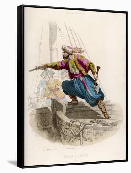 Ottoman Pirate Successor to Khayr-Ad-Din Fatally Wounded in an Unsuccessful Attack-A. Debelle-Framed Stretched Canvas