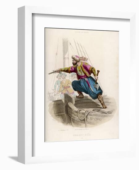Ottoman Pirate Successor to Khayr-Ad-Din Fatally Wounded in an Unsuccessful Attack-A. Debelle-Framed Art Print