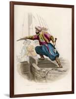 Ottoman Pirate Successor to Khayr-Ad-Din Fatally Wounded in an Unsuccessful Attack-A. Debelle-Framed Art Print