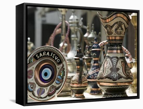 Ottoman Style Souvenirs, Bascarsija Ottoman Era, Sarajevo, Bosnia & Hercegovina-Walter Bibikow-Framed Stretched Canvas