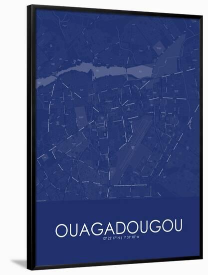 Ouagadougou, Burkina Faso Blue Map-null-Framed Poster