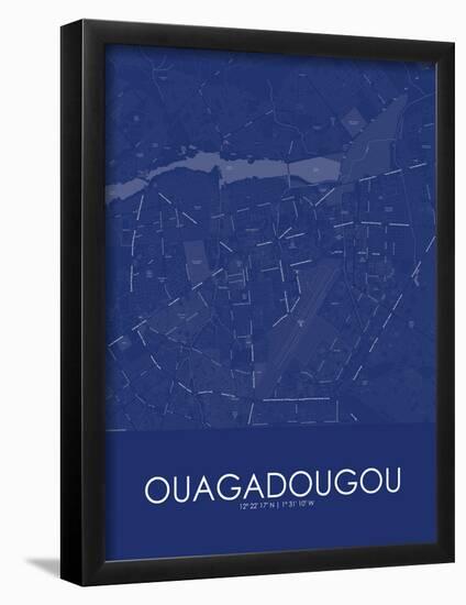 Ouagadougou, Burkina Faso Blue Map-null-Framed Poster