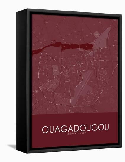 Ouagadougou, Burkina Faso Red Map-null-Framed Stretched Canvas