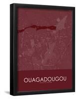 Ouagadougou, Burkina Faso Red Map-null-Framed Poster