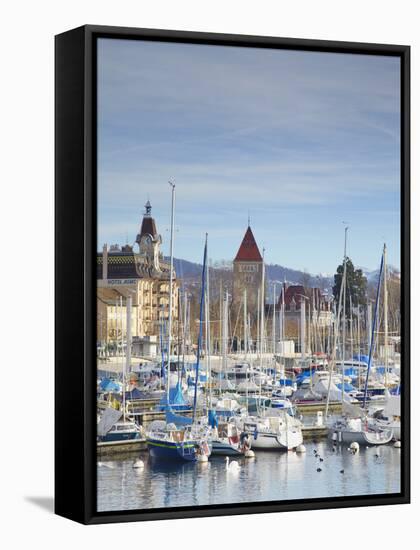 Ouchy Harbour, Lausanne, Vaud, Switzerland-Ian Trower-Framed Stretched Canvas