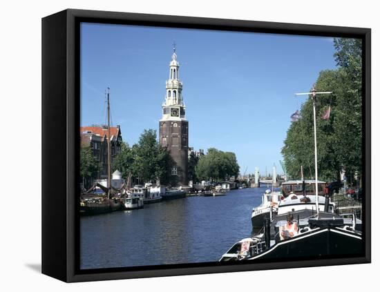 Oude Schans and Montelbaanstoren, Amsterdam, Netherlands-Peter Thompson-Framed Stretched Canvas