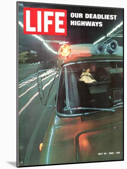 Our Deadliest Highways, Ambulance Speeding Car Accident Victim to Hospital, May 30, 1969-Ralph Crane-Mounted Photographic Print