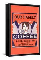 Our Family Coffee Label-null-Framed Stretched Canvas