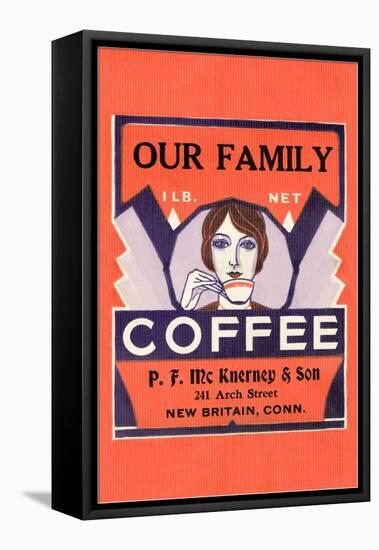 Our Family Coffee Label-null-Framed Stretched Canvas